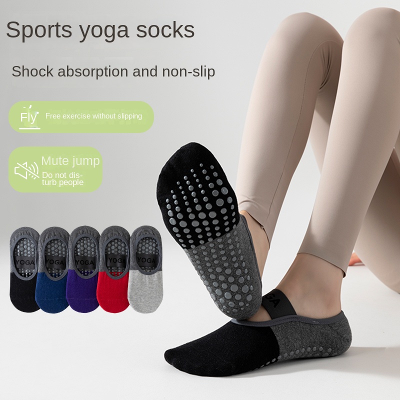 Yoga And Fitness - ถุงเท้าโยคะมืออาชีพข้ามพรมแดน 5 คู่, ถุงเท้าฝ้ายแบบมีสายรัดซิลิโคนกันลื่นสำหรับพิลาทิส ฟิตเนส และเต้นรำ
