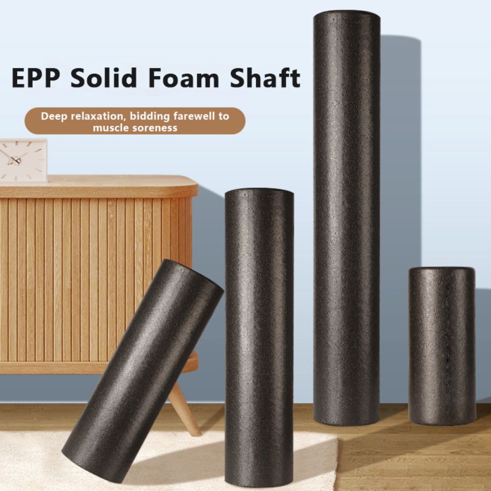 Yoga Fitness Roller - โฟมโรลเลอร์ EPP แบบเรียบ ความหนาแน่นสูง สีดำ แกนโฟมแข็ง