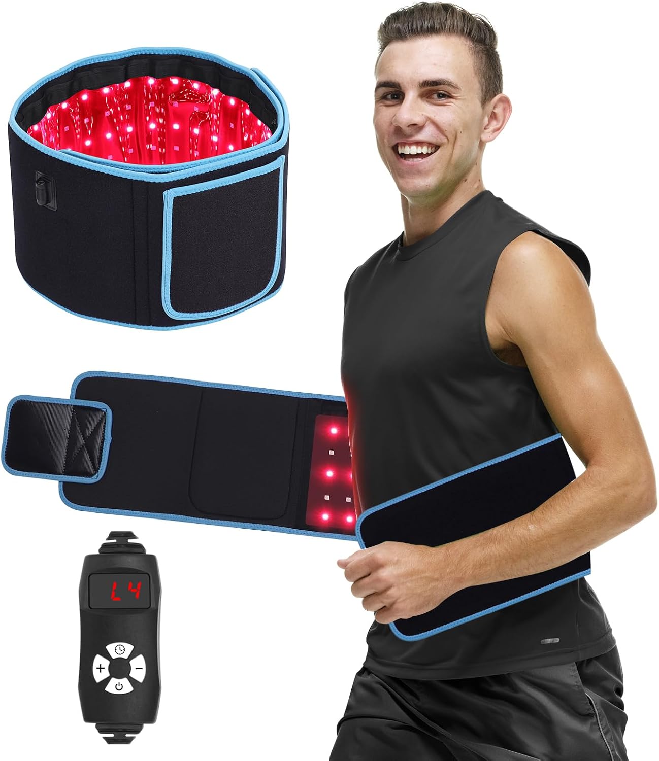 Weight Lifting Belt - LED โฟโตเทอราพี เข็มขัดนวดแสงสีแดงประคบร้อน 850 นาโนเมตร 660