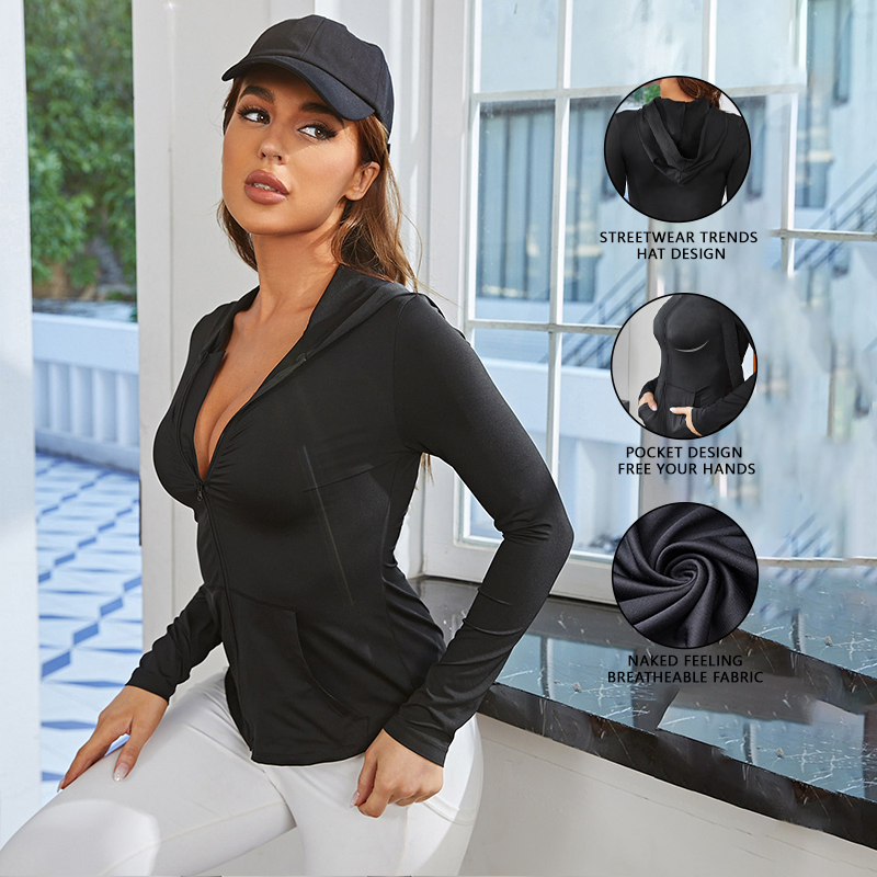 เสื้อโค้ทออกกำลังกายผู้หญิงสีด - Yoga And Fitness บทวิจารณ์และราคา
